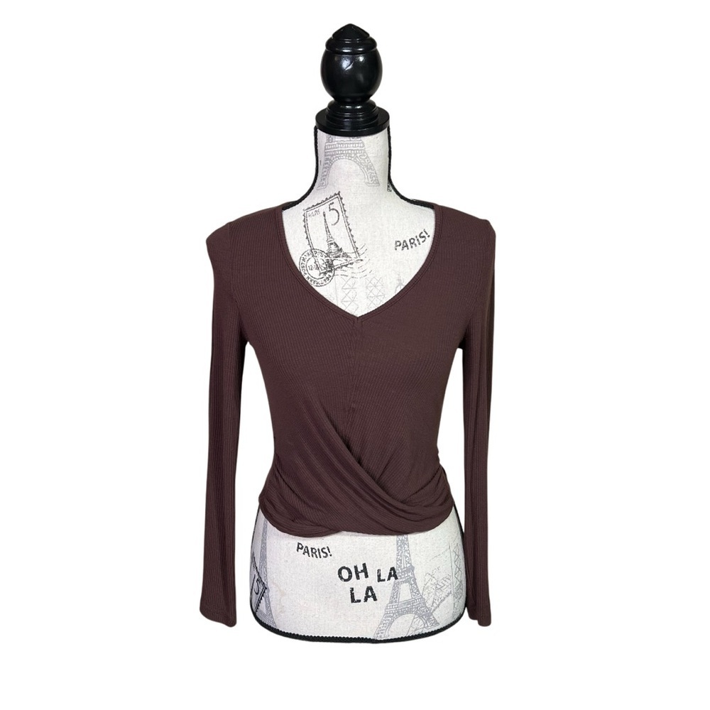 Heartloom Brown‎ Wrap Top with Long Sleeves
